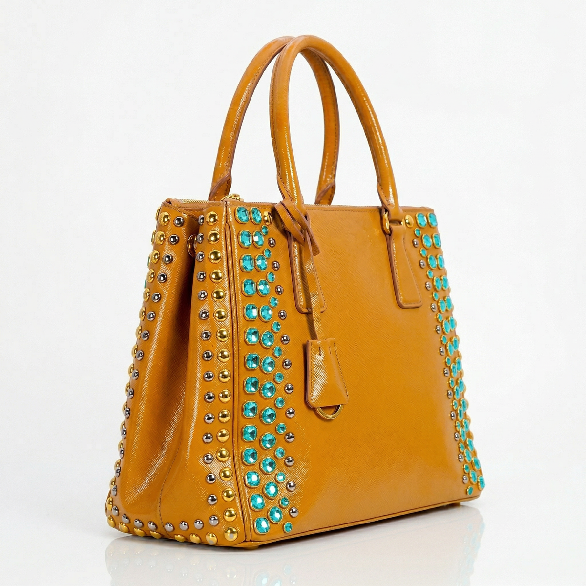 Prada Vernice Crystal Studded Saffiano Top Handle Bag – AVENYS MALAYSIA