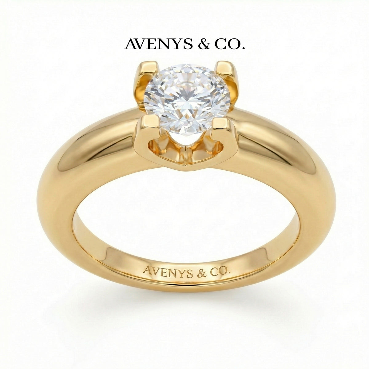 Suspension Max  Ring with White Round Stone – on Yellow Gold