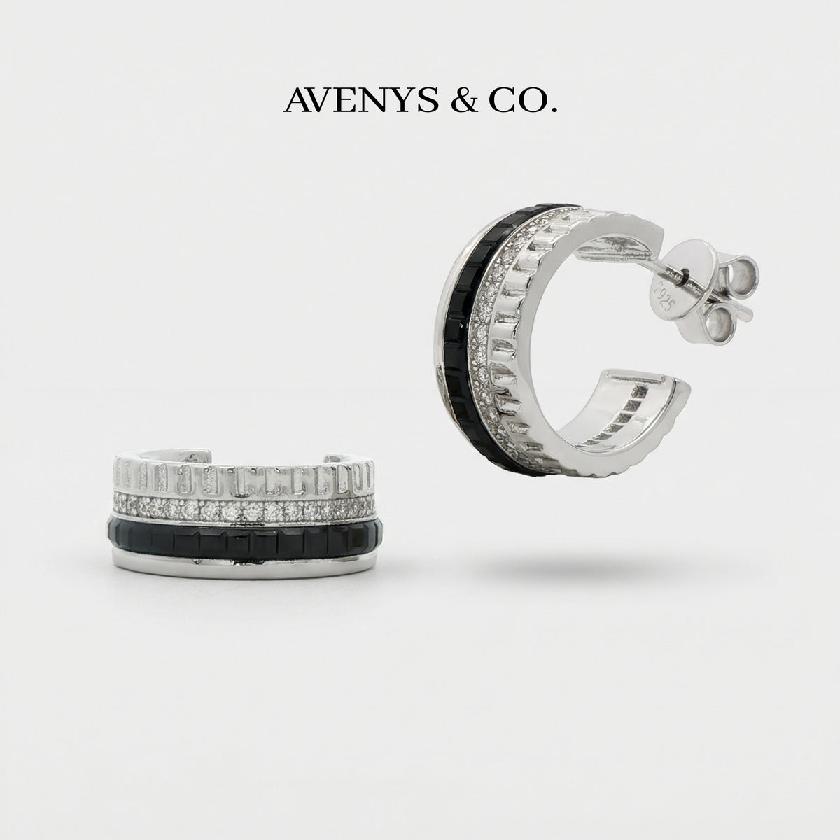 Quatre Earrings with White Round Stone – on White Gold