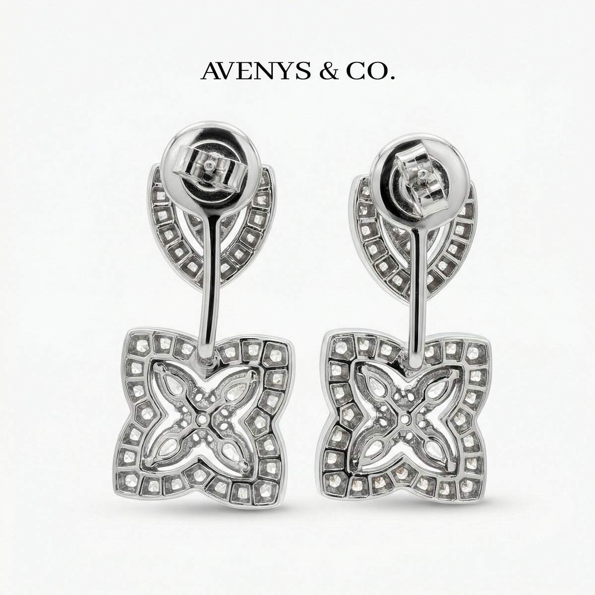 Lotus Earrings with White Round Stone – on Yellow Gold
