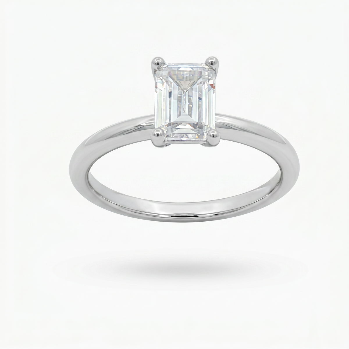 Emerald Delicate Ring with White Emerald Stone – on White Gold