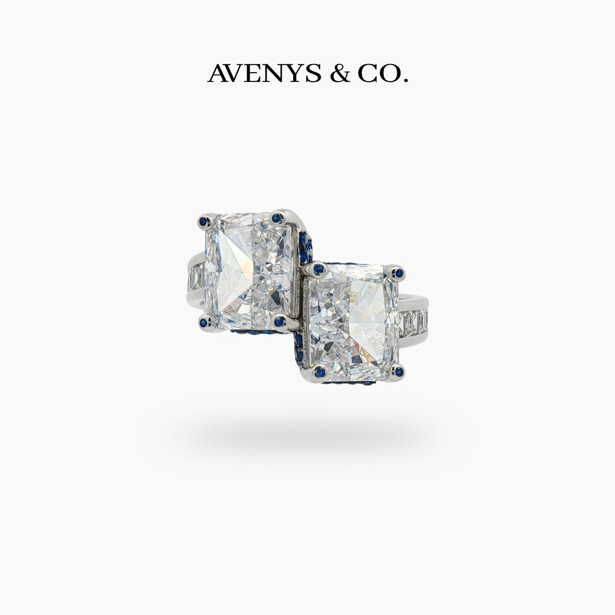 Princess Duo Ring with White Radiant Stone – on White Gold