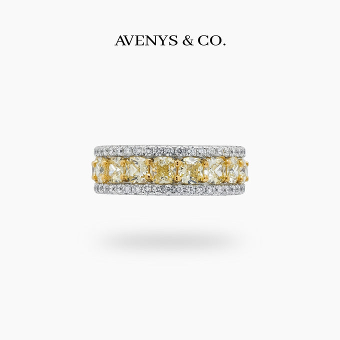 Sunshine Eternity Ring with Yellow Round Stone – on White Gold