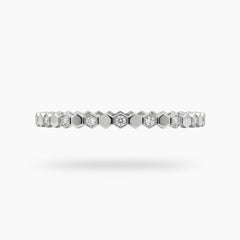 Honeycomb Bracelet with White Round Stone – on White Gold