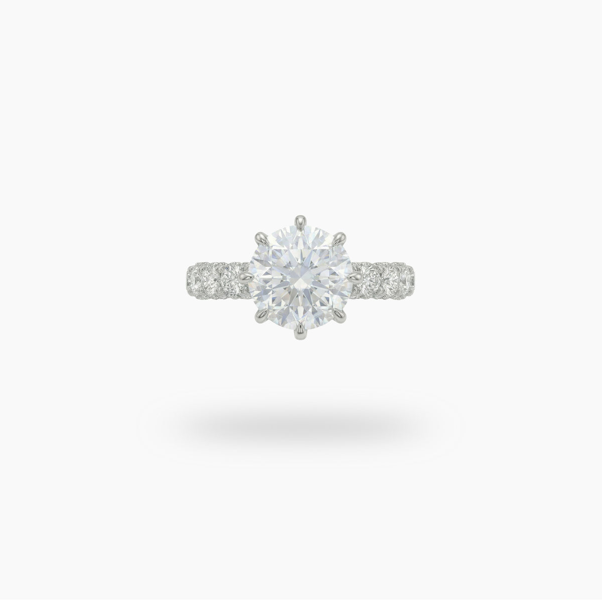 Startdust 6ct Solitaire Ring with White Round Stone – on White Gold