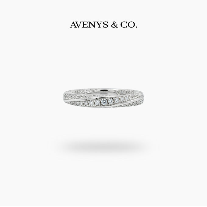 Spiral Ring with White Round Stone – on White Gold