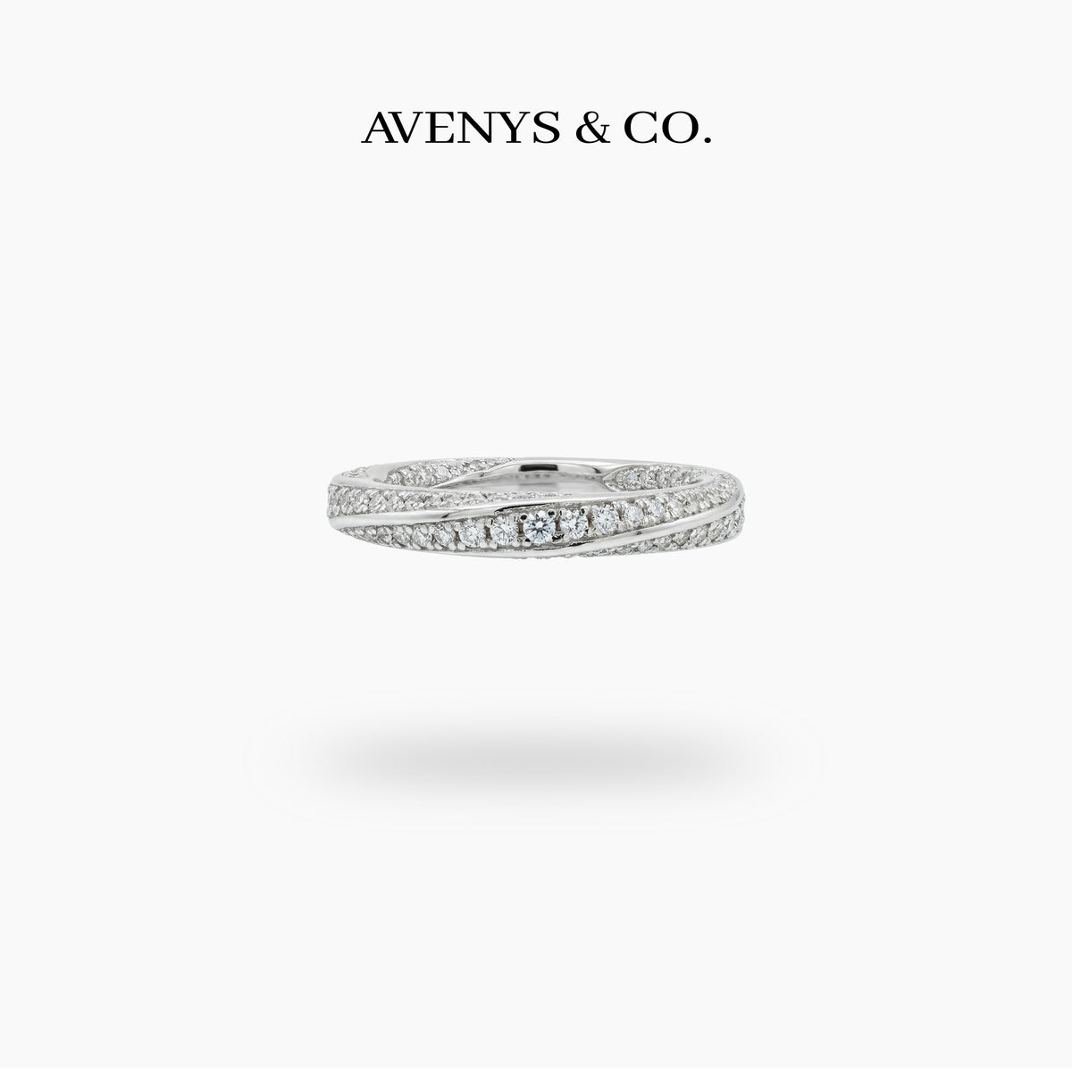Spiral Ring with White Round Stone – on White Gold
