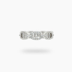 Bounded Pave Ring with White Round Stone – on White Gold