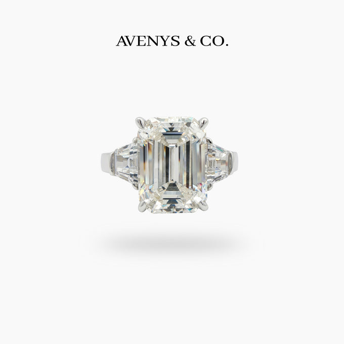 Trilogy Ring with White Emerald Stone – on White Gold