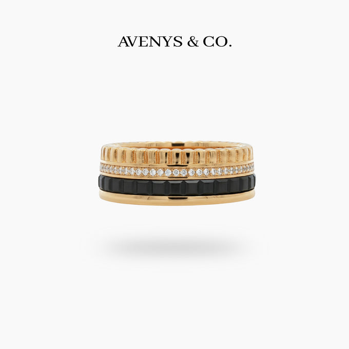 Quatre Ring with White Round Stone – on Yellow Gold