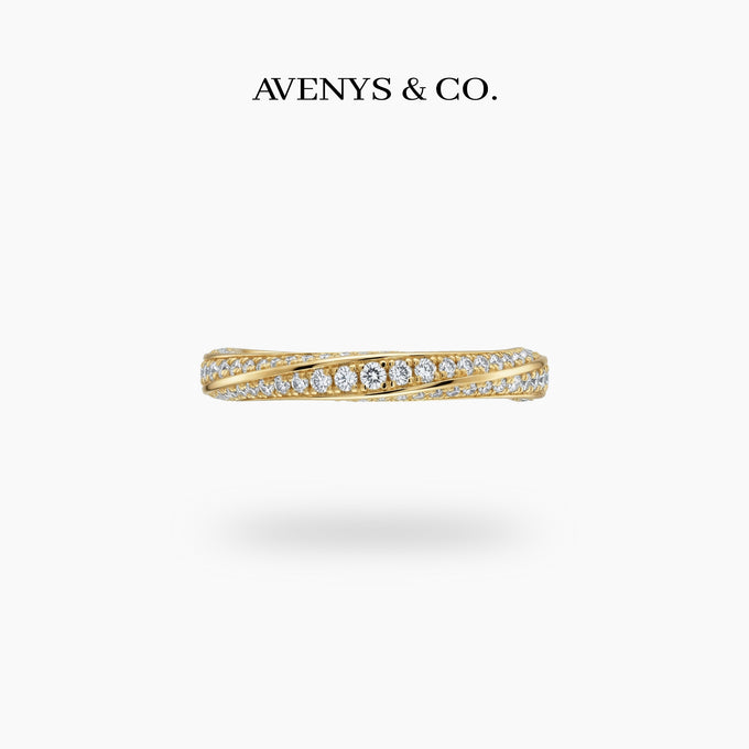 Spiral Ring with White Round Stone – on Yellow Gold