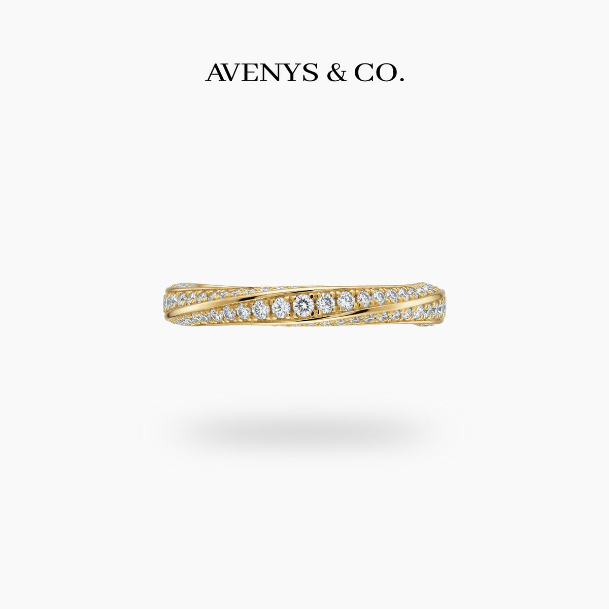 Spiral Ring with White Round Stone – on Yellow Gold