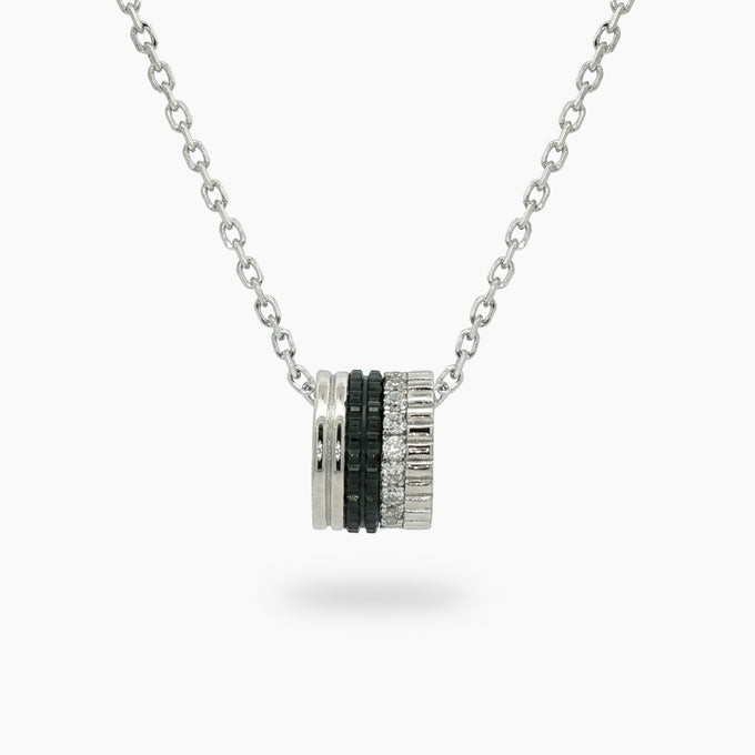 Quatre Necklace with White Round Stone – on White Gold