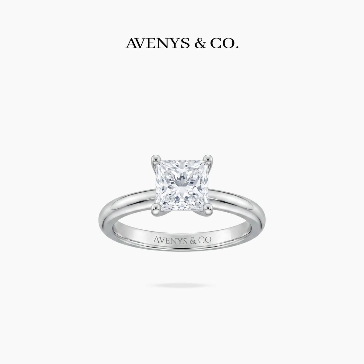 Princess Delicate Ring with White Princess Stone – on White Gold