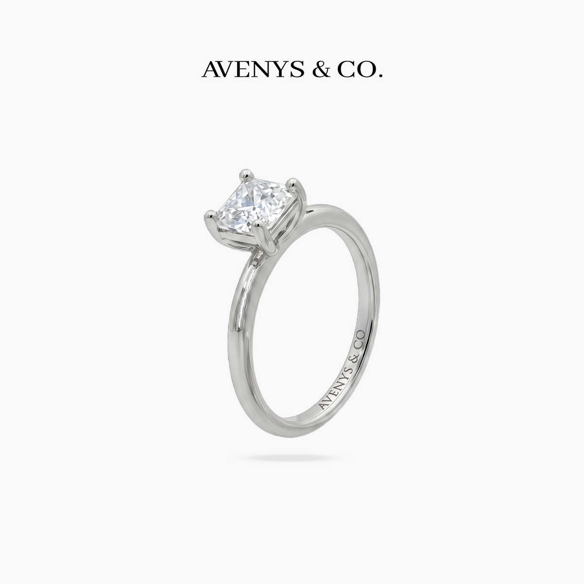 Asscher Delicate Ring with White Asscher Stone – on White Gold