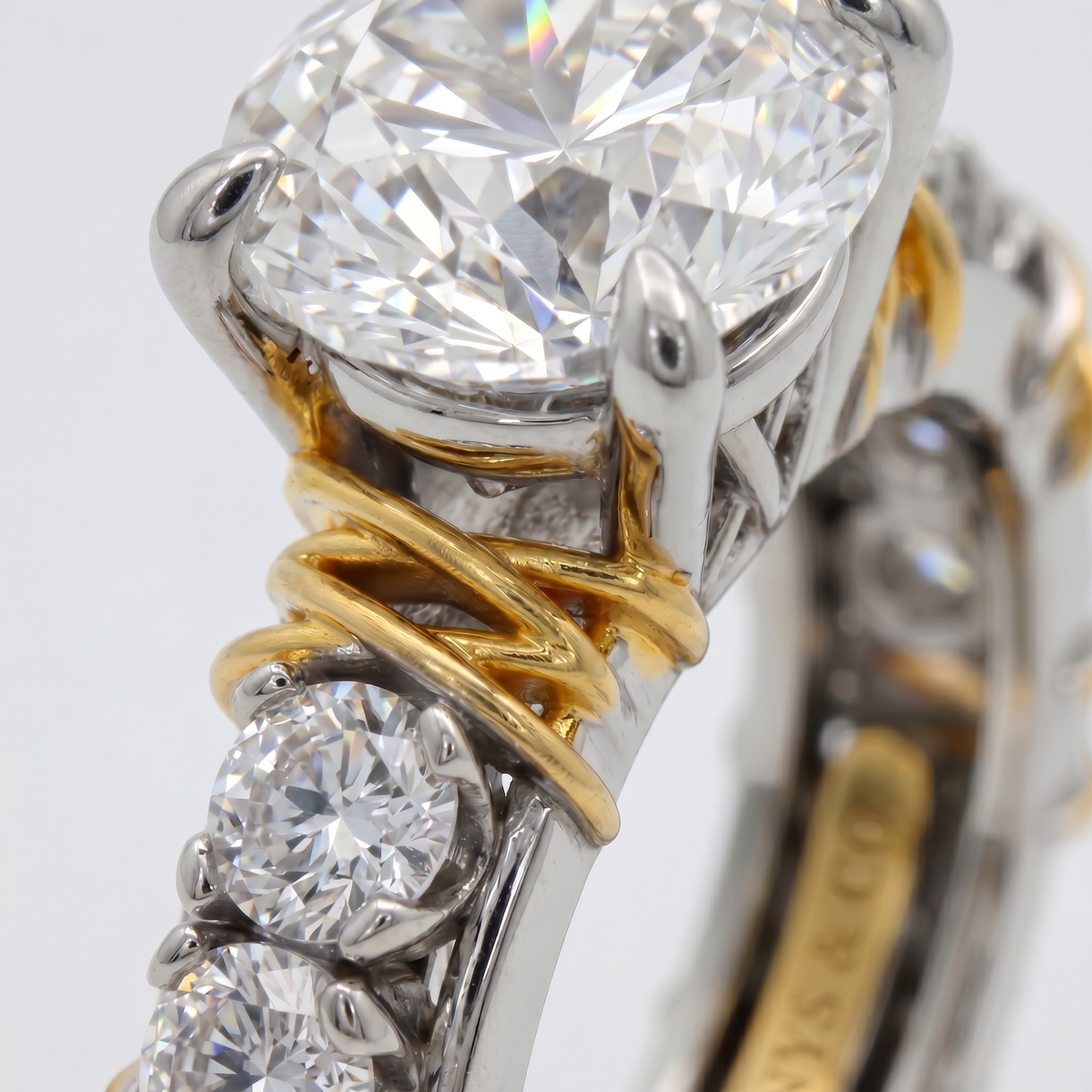 AV Signature Solitaire Ring with White Round Stone – on White Gold