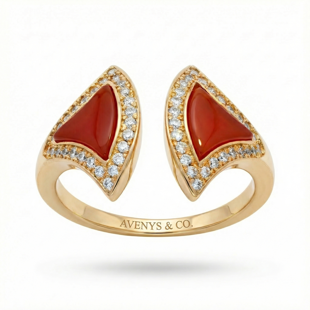 Fan Halo Ring with White Round Stone – on Yellow Gold