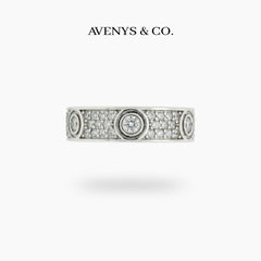 Halo Pave Diamond Ring with White Round Stone – on White Gold