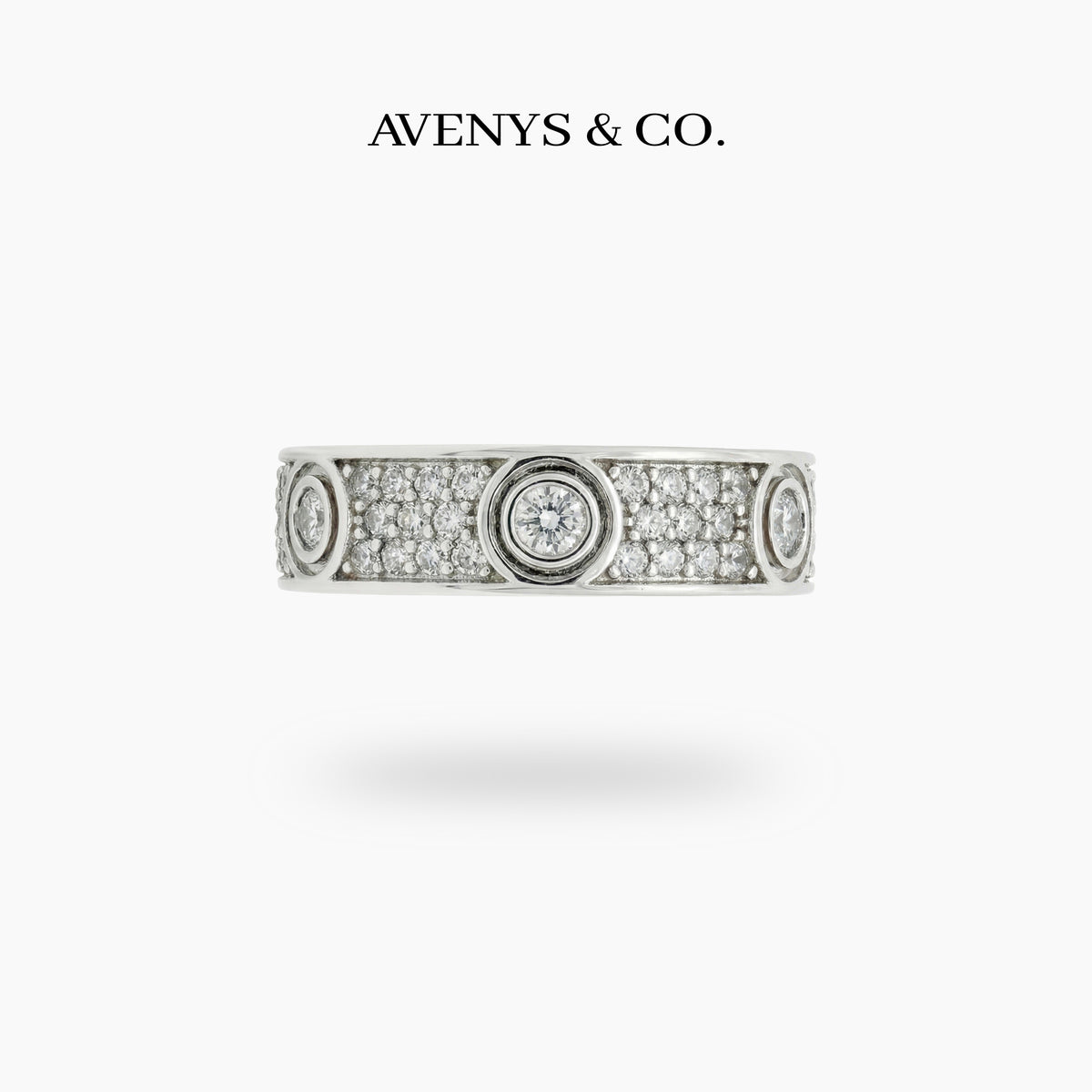 Halo Pave Diamond Ring with White Round Stone – on White Gold