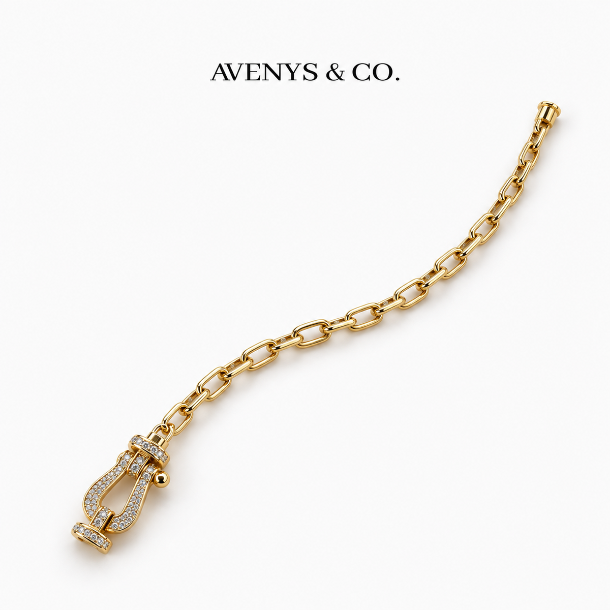 AV Anchor Chain Bracelet on Yellow Gold — full bracelet