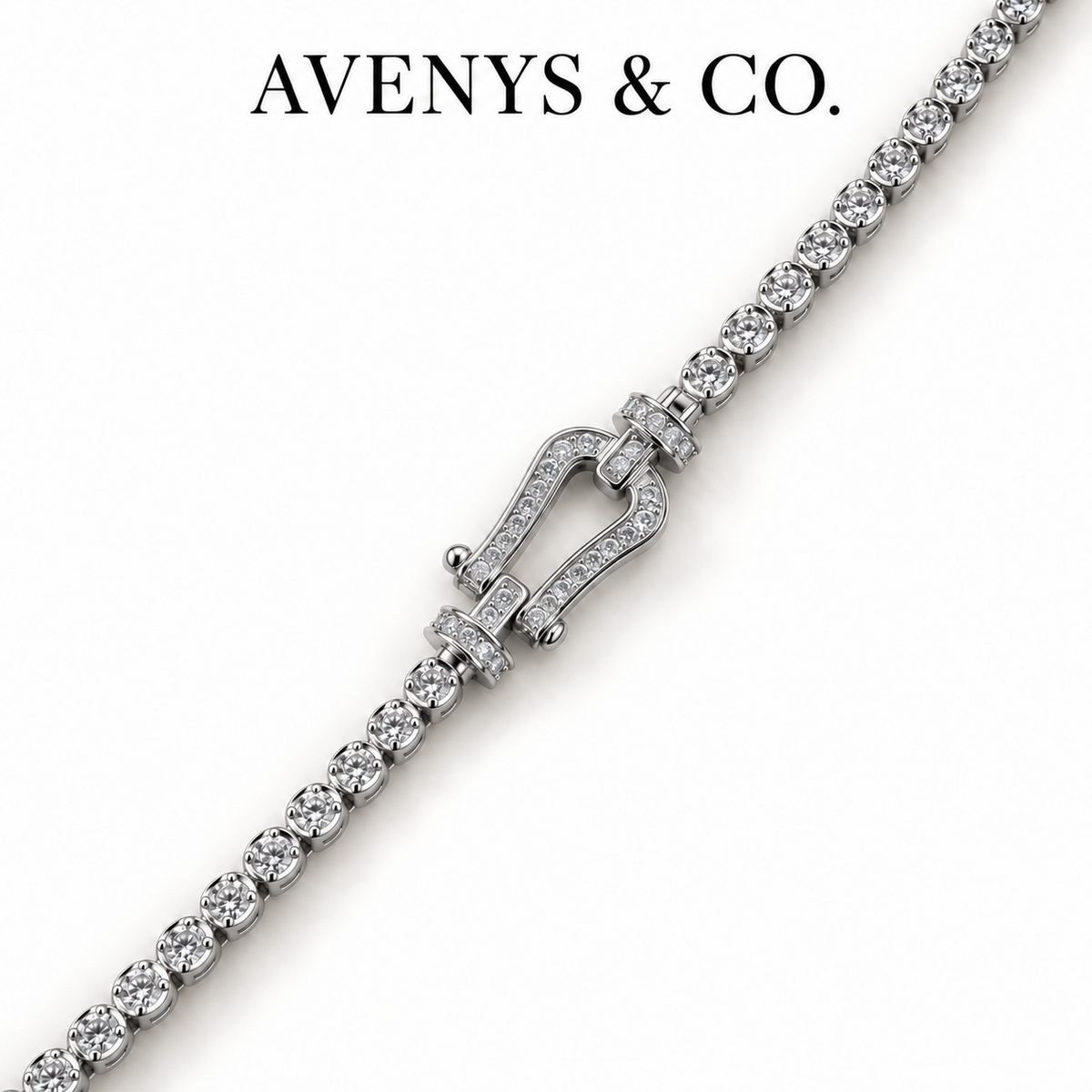 AV Anchor™ Tennis Bracelet - on White Gold — Shackle motif detail
