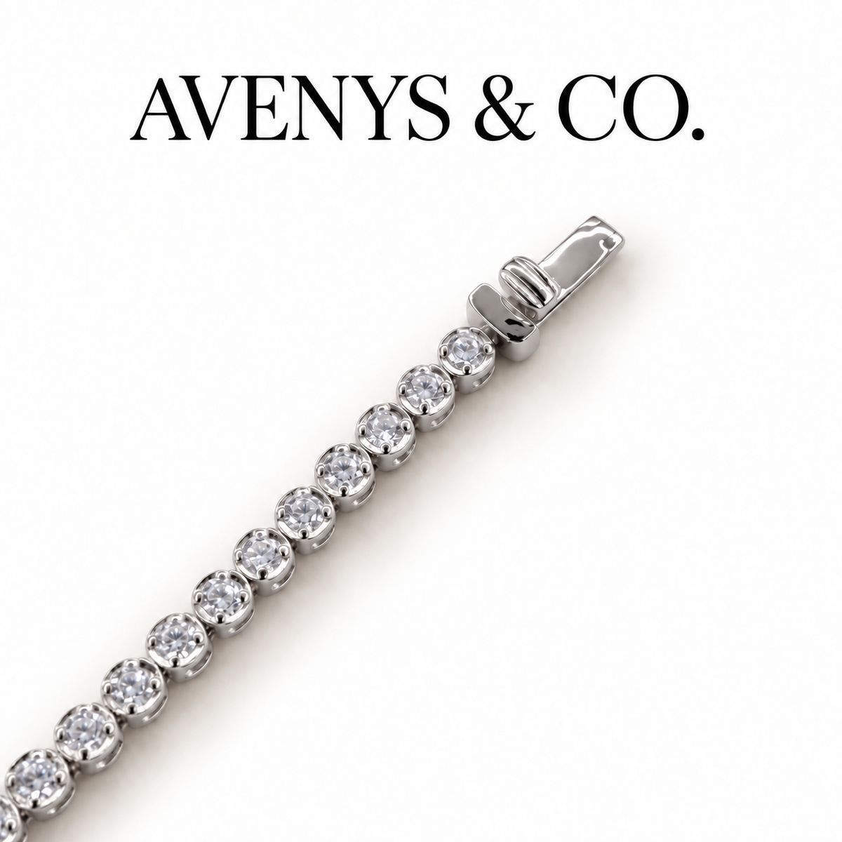 AV Anchor™ Tennis Bracelet - on White Gold — Box clasp detail