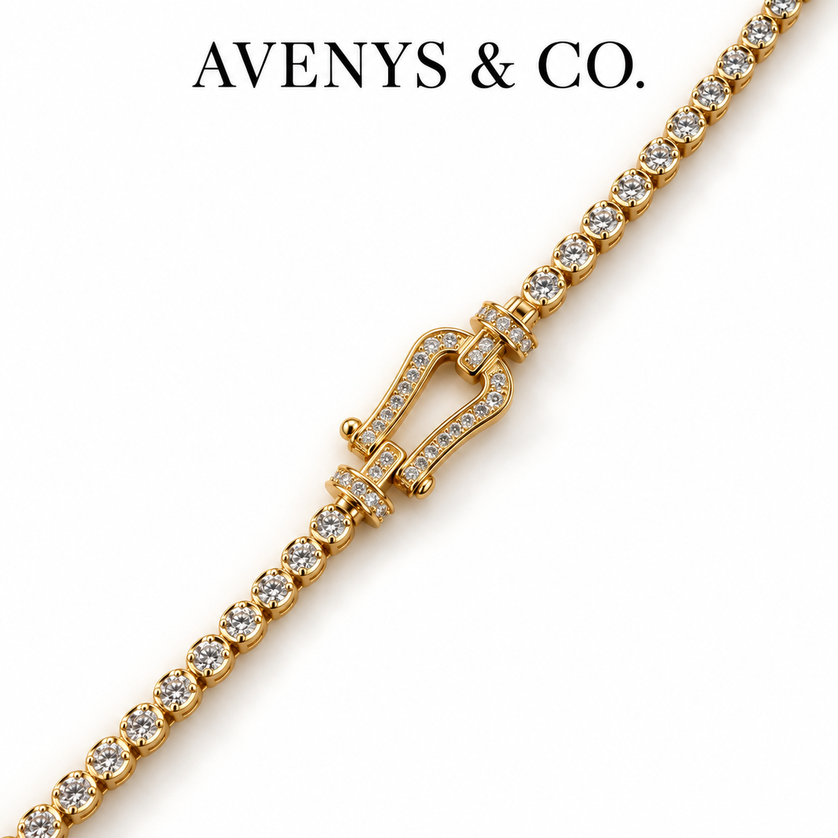 AV Anchor™ Tennis Bracelet - on Yellow Gold — Shackle motif detail