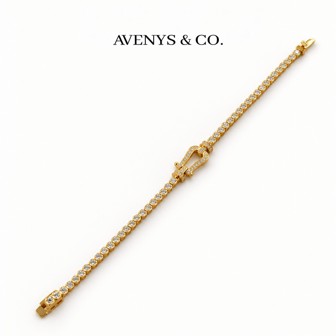 AV Anchor™ Tennis Bracelet - on Yellow Gold — Full bracelet