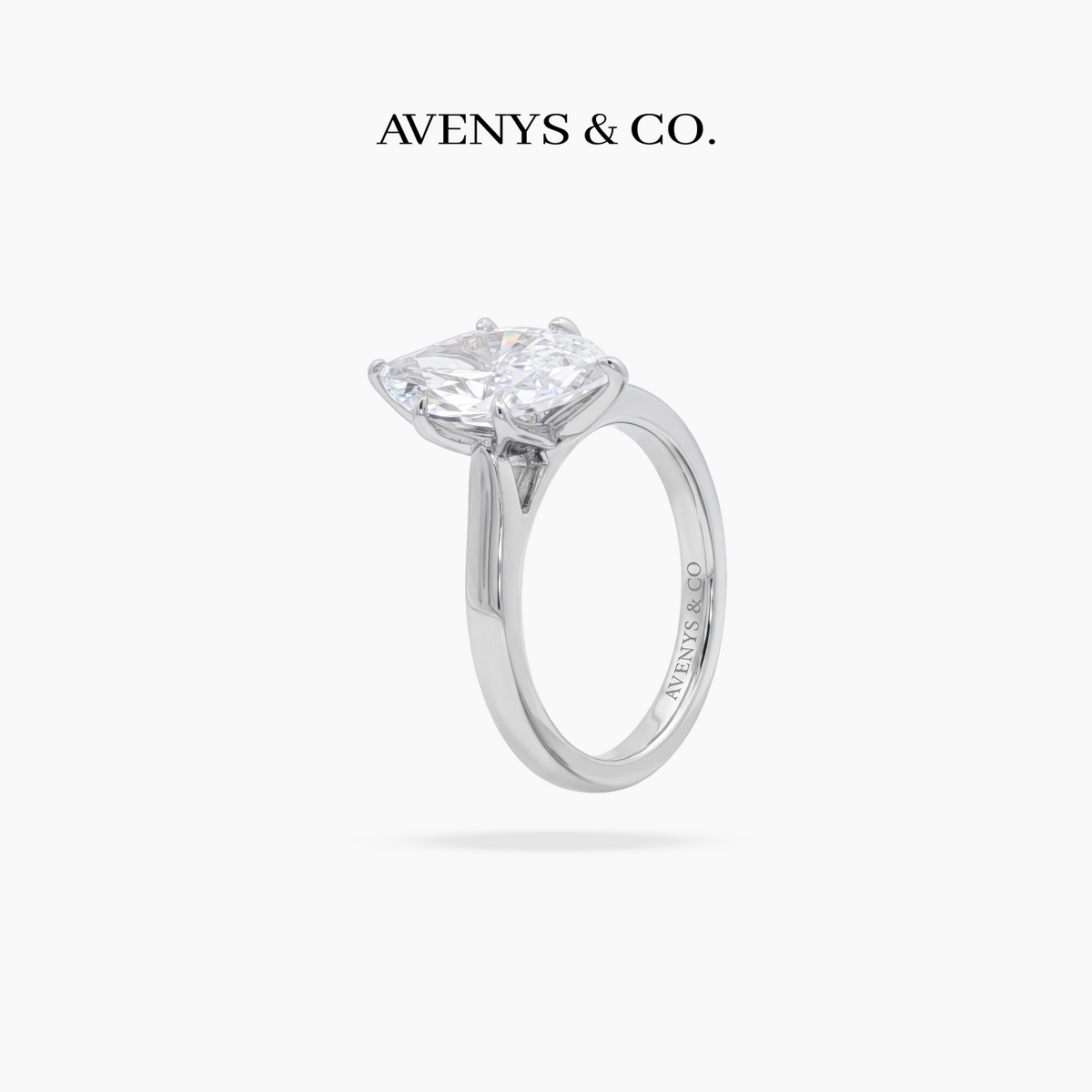 AV Floral™ Marquise Solitaire Ring with White Marquise Stone – on White Gold ... photo 2
