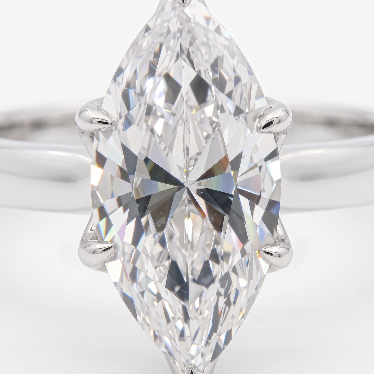 AV Floral™ Marquise Solitaire Ring with White Marquise Stone – on White Gold ... photo 4
