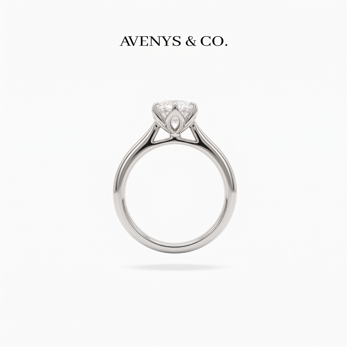 AV Floral™ Marquise Solitaire Ring with White Marquise Stone – on White Gold ... side view