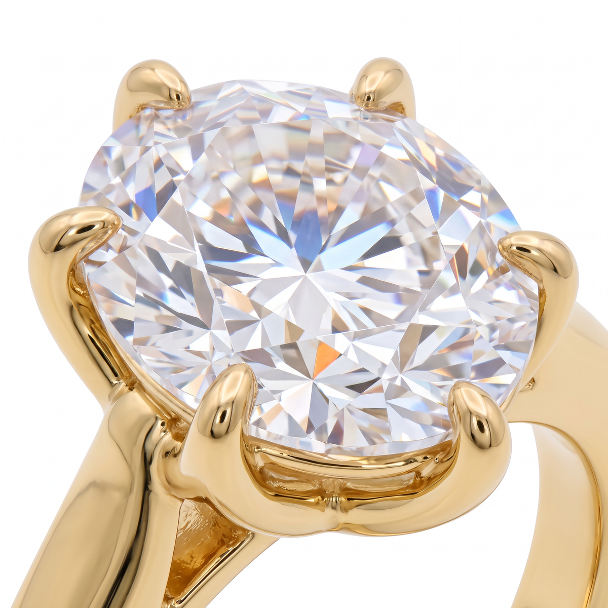 AV Floral™ Oval Solitaire Ring with White Oval Stone – on Yellow Gold ... photo 4