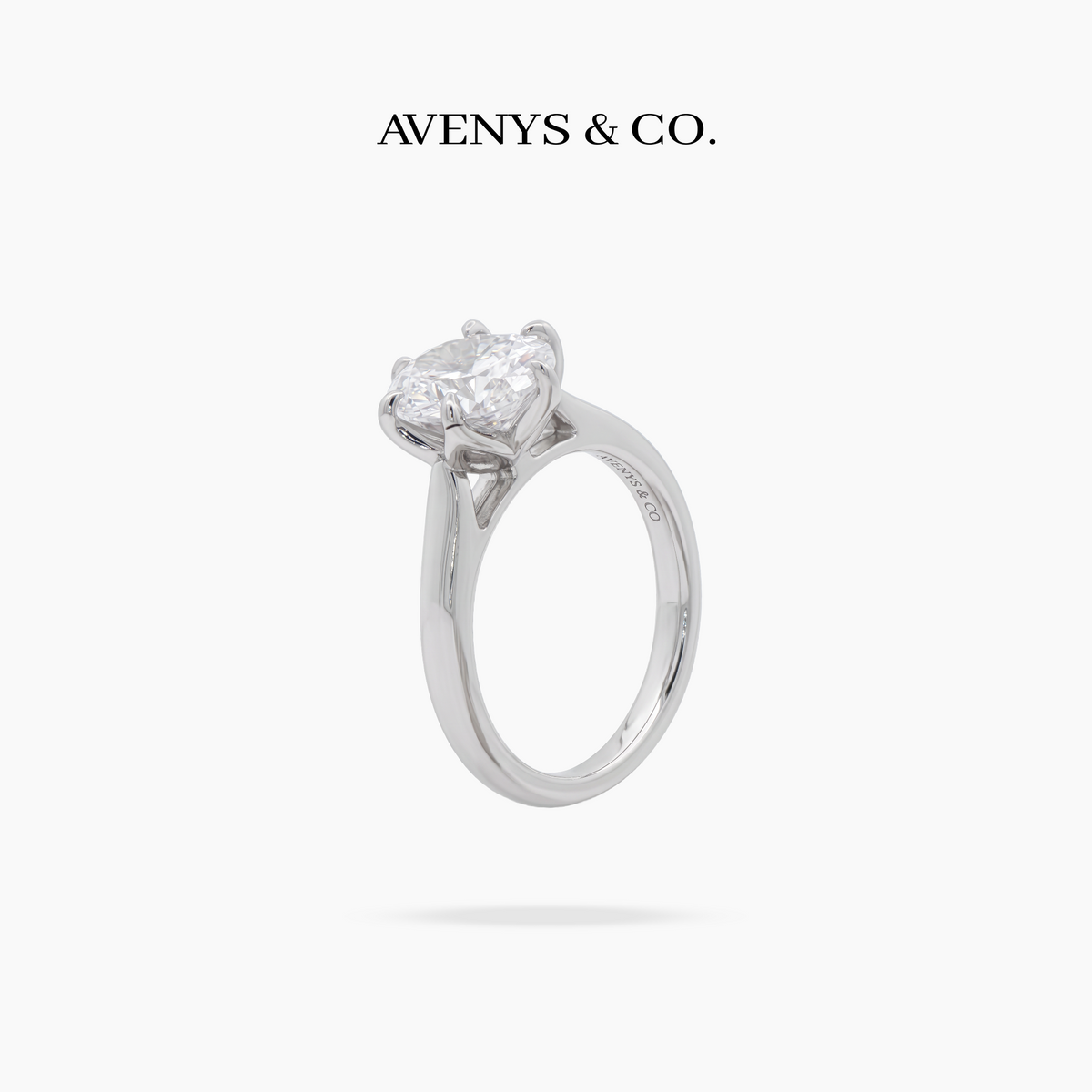 AV Floral™ Round Solitaire Ring with White Round Stone – on White Gold ... photo 2