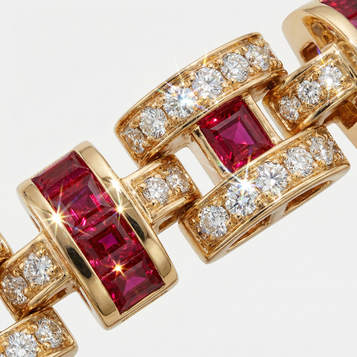 Libre Bracelet with Red Emerald Stone – on Yellow Gold — Wider alternative link macro