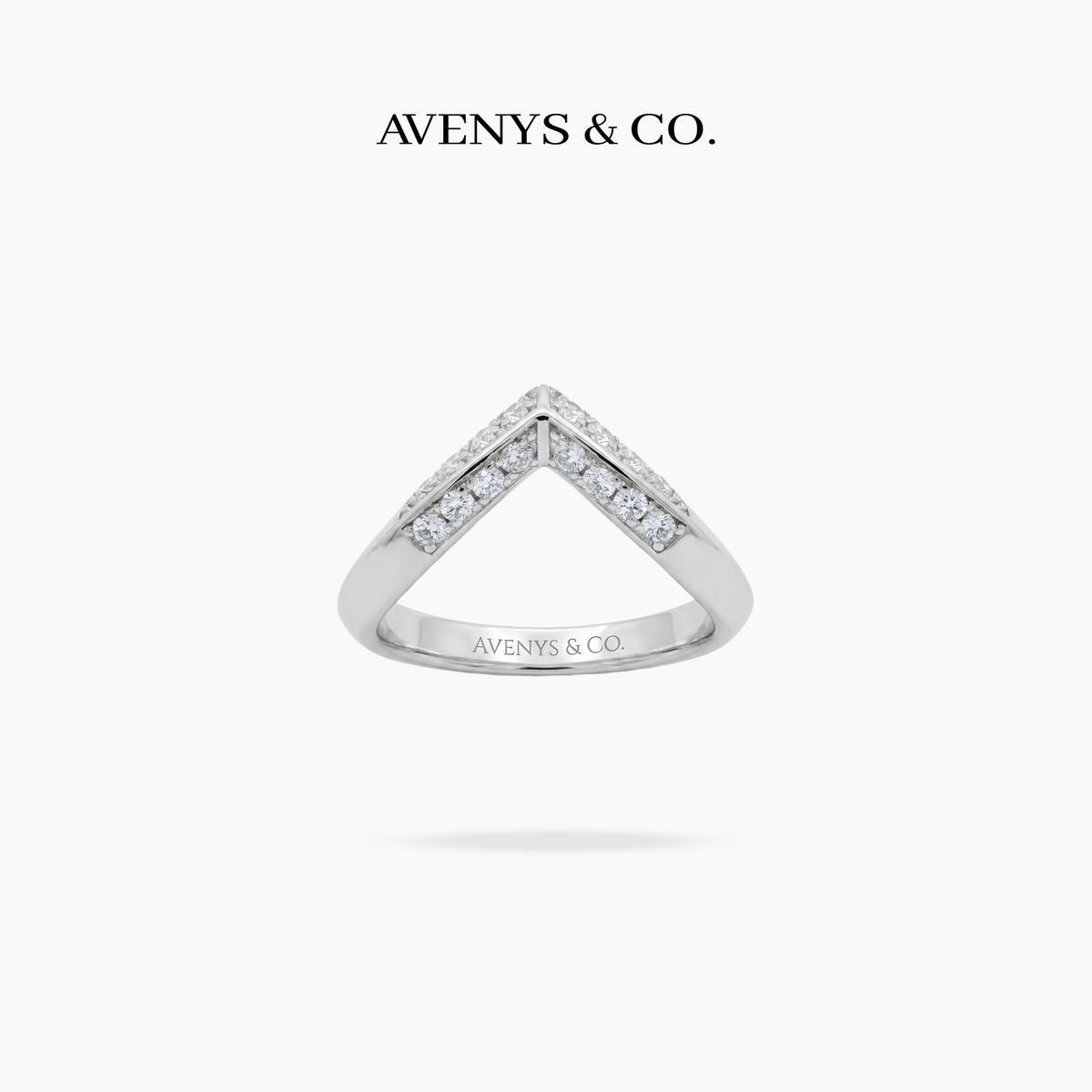 V Pave Eternity Ring - on White Gold — WEB view 3