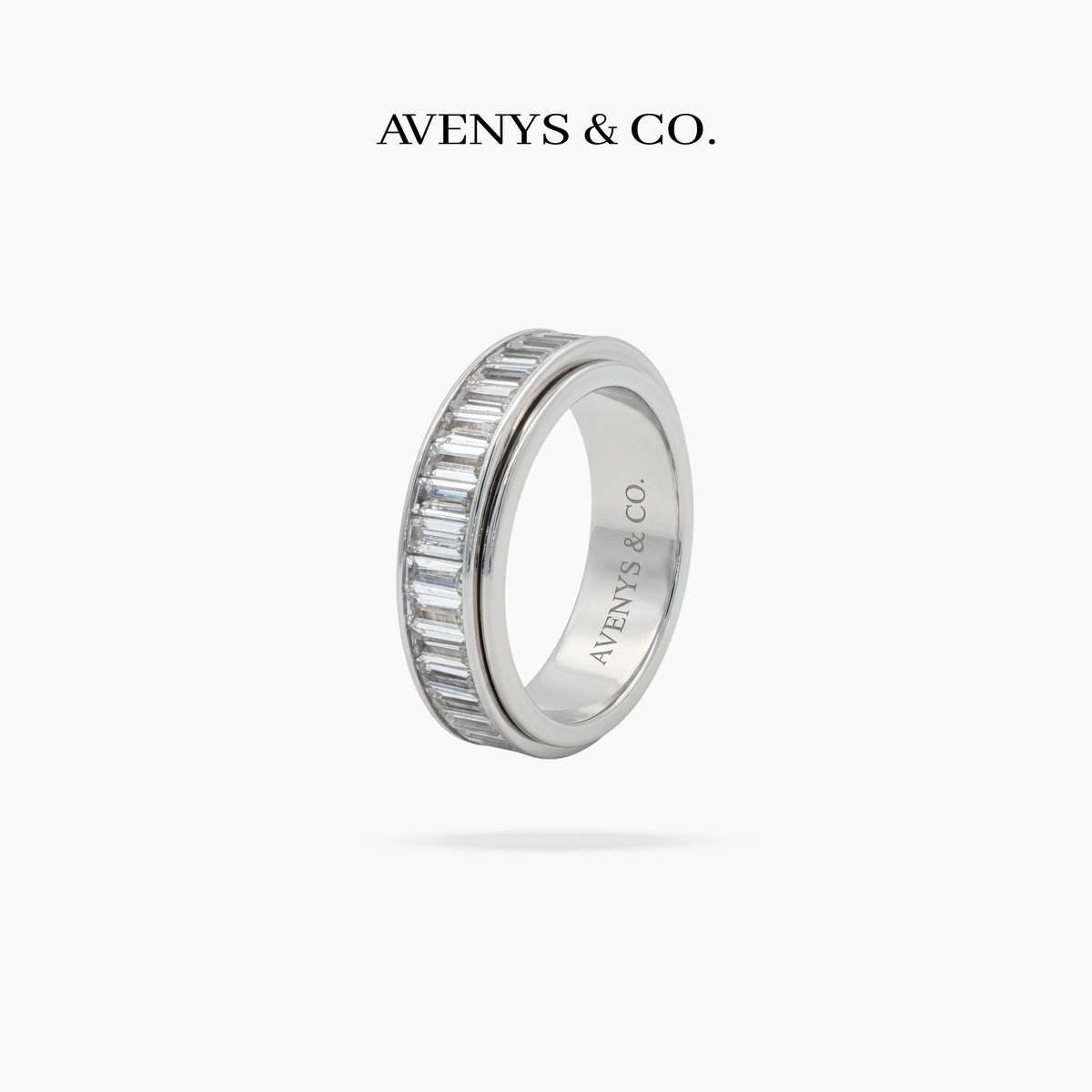 Motion Baguette Ring - on White Gold — WEB view 2