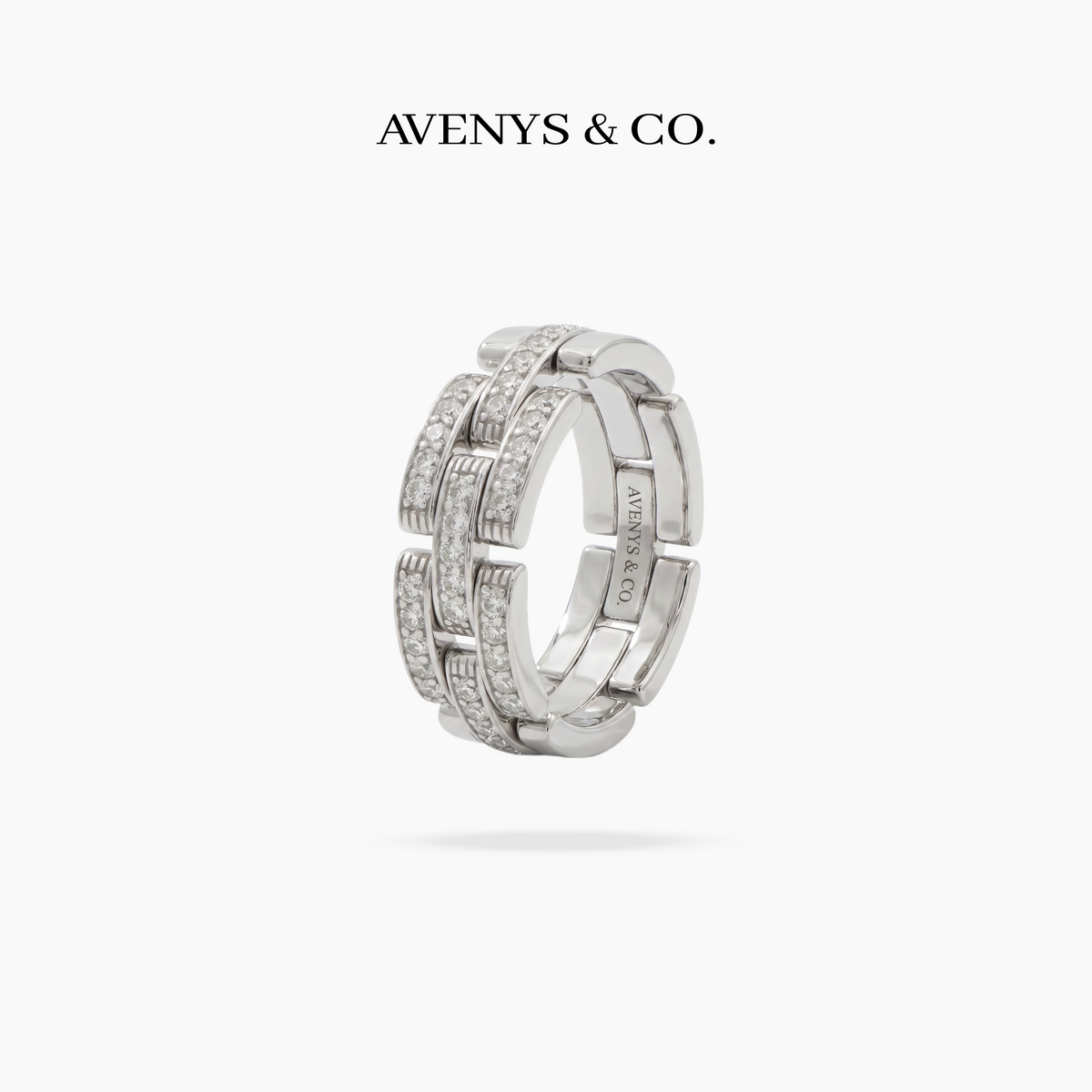 Connected Pave Ring - on White Gold — WEB view 2