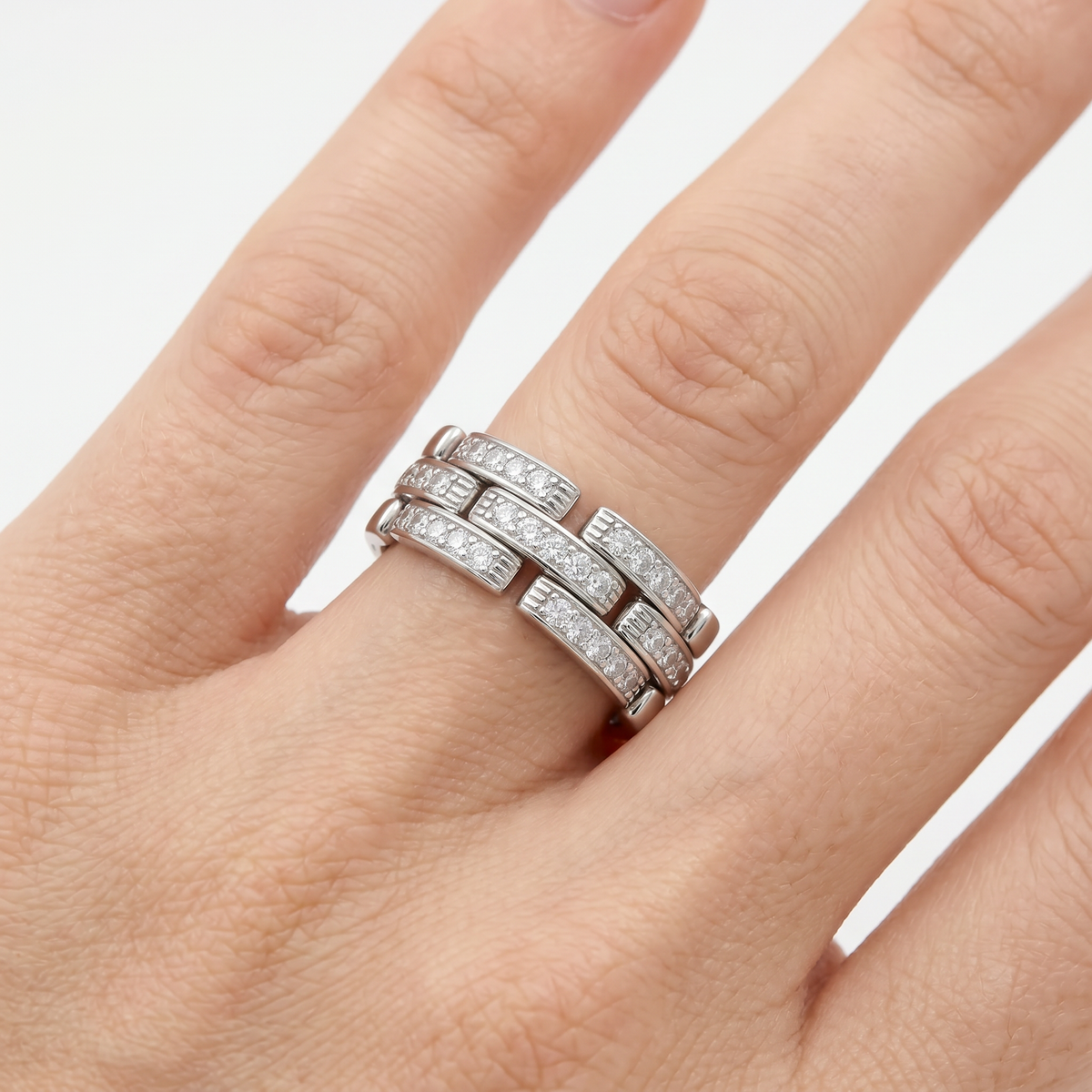 Connected Pave Ring - on White Gold — WEB view 5
