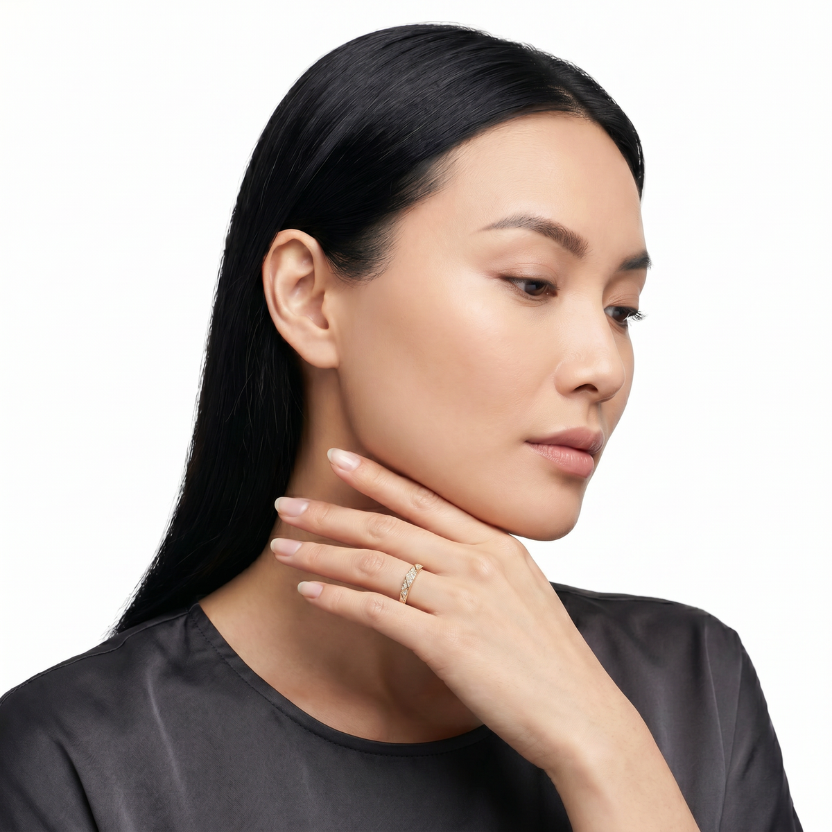 Prism Pave Ring - on Yellow Gold — WEB view 6