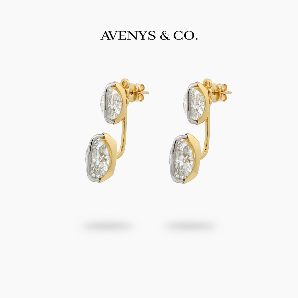 Dancing Diamonds Earrings in Yellow Gold — angled view