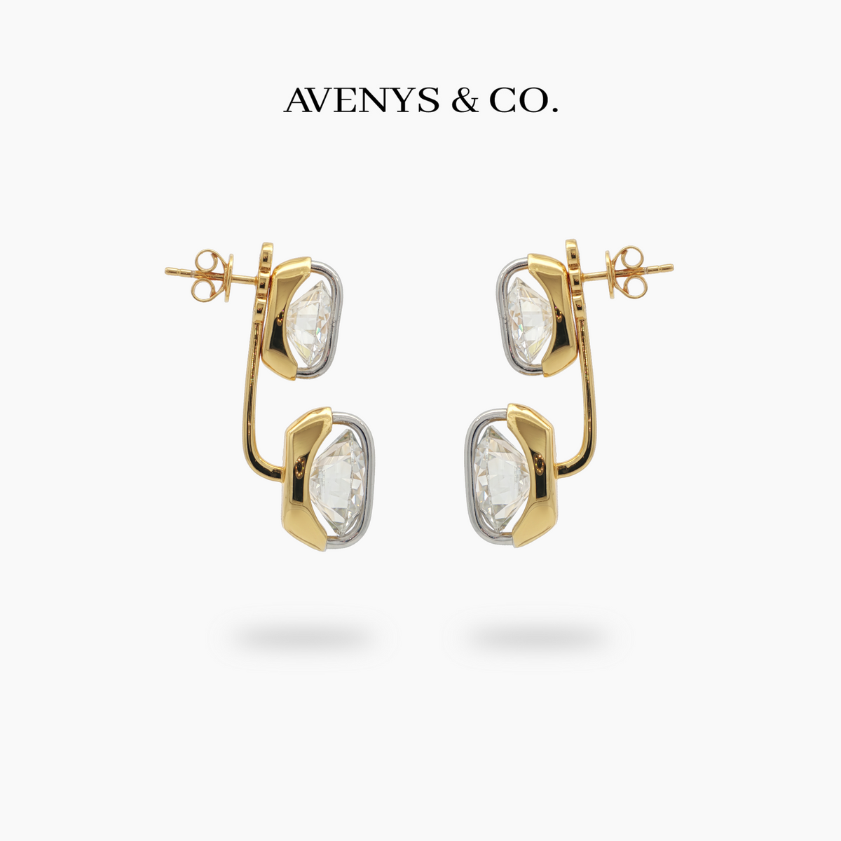Dancing Diamonds Earrings in Yellow Gold — side view