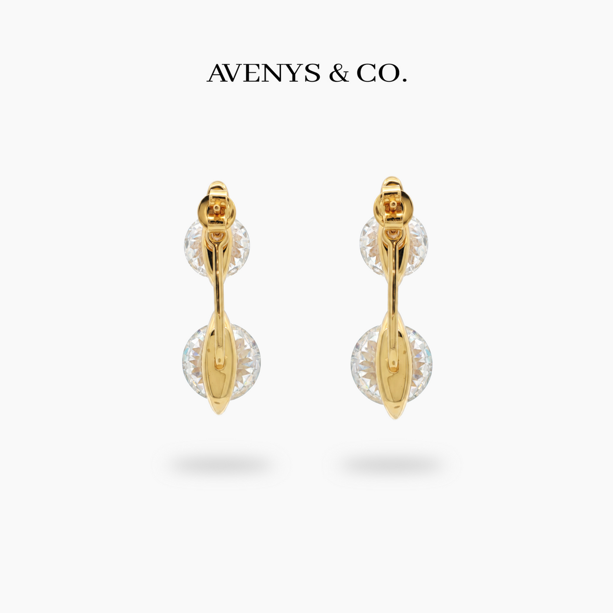 Dancing Diamonds Earrings in Yellow Gold — rear view and butterfly backs