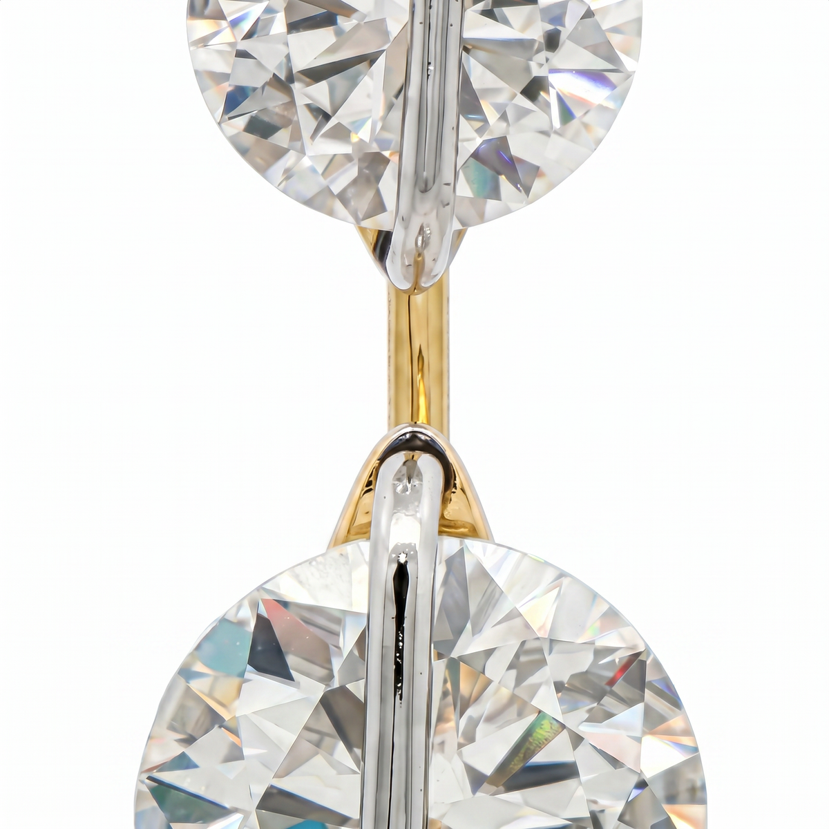 Dancing Diamonds Earrings in Yellow Gold — setting detail