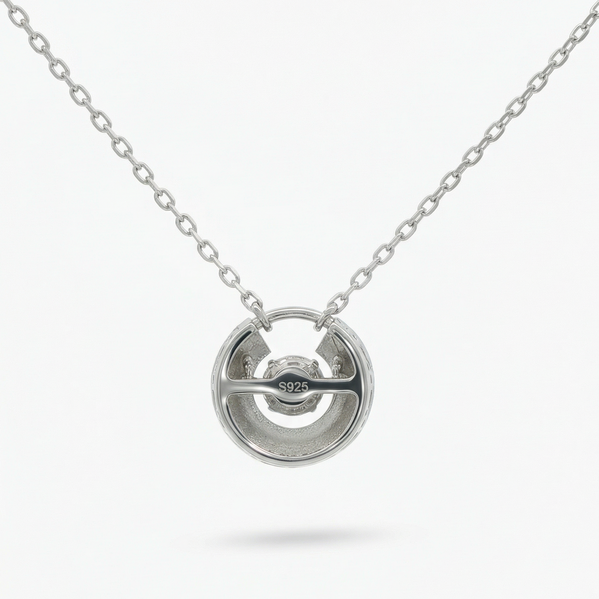 Floating Diamond Necklace with White Round Stone – on White Gold