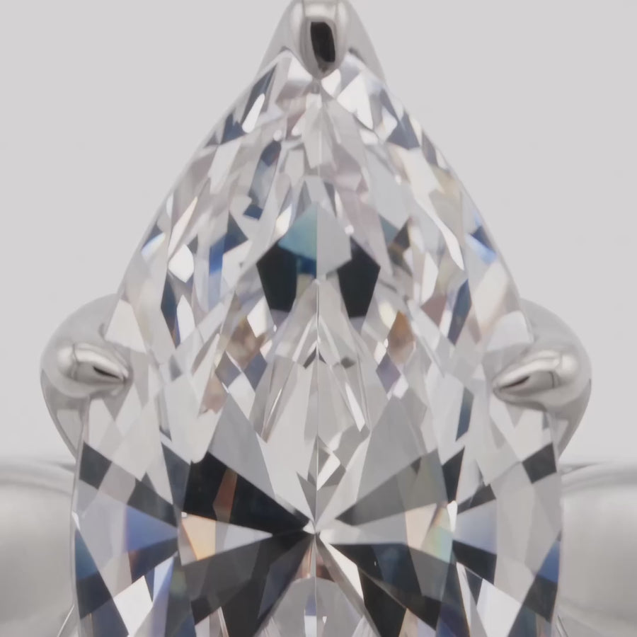 AV Floral™ Marquise Solitaire Ring with White Marquise Stone – on White Gold ... product video