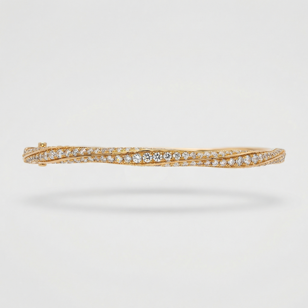 Spiral Bangle with White Round Stone – on Yellow Gold