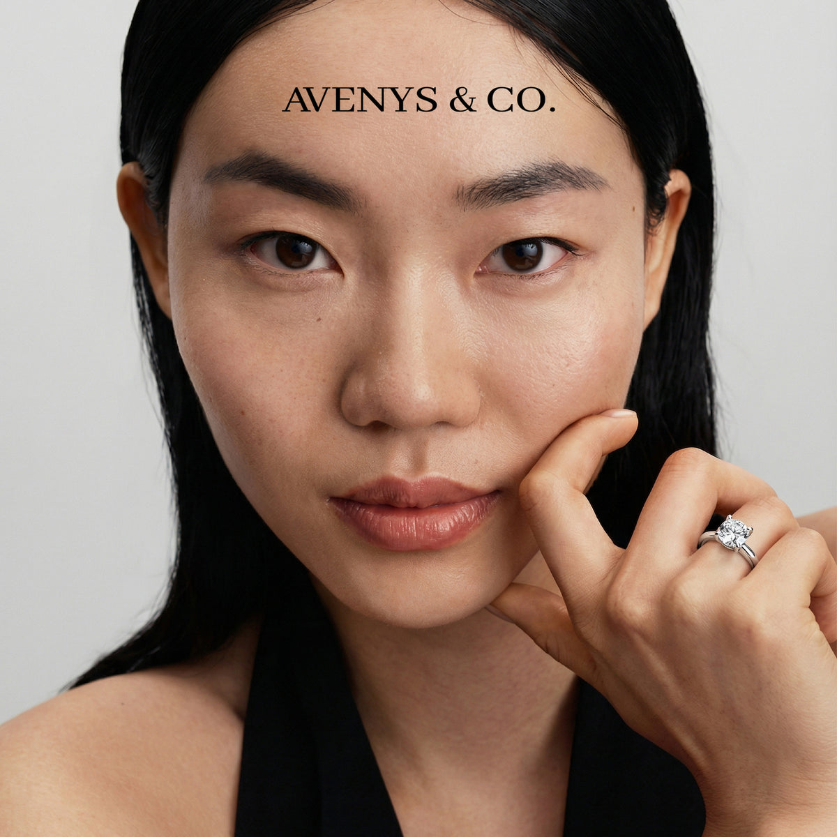 Cushion Pave Ring with White Cushion Stone – on White Gold