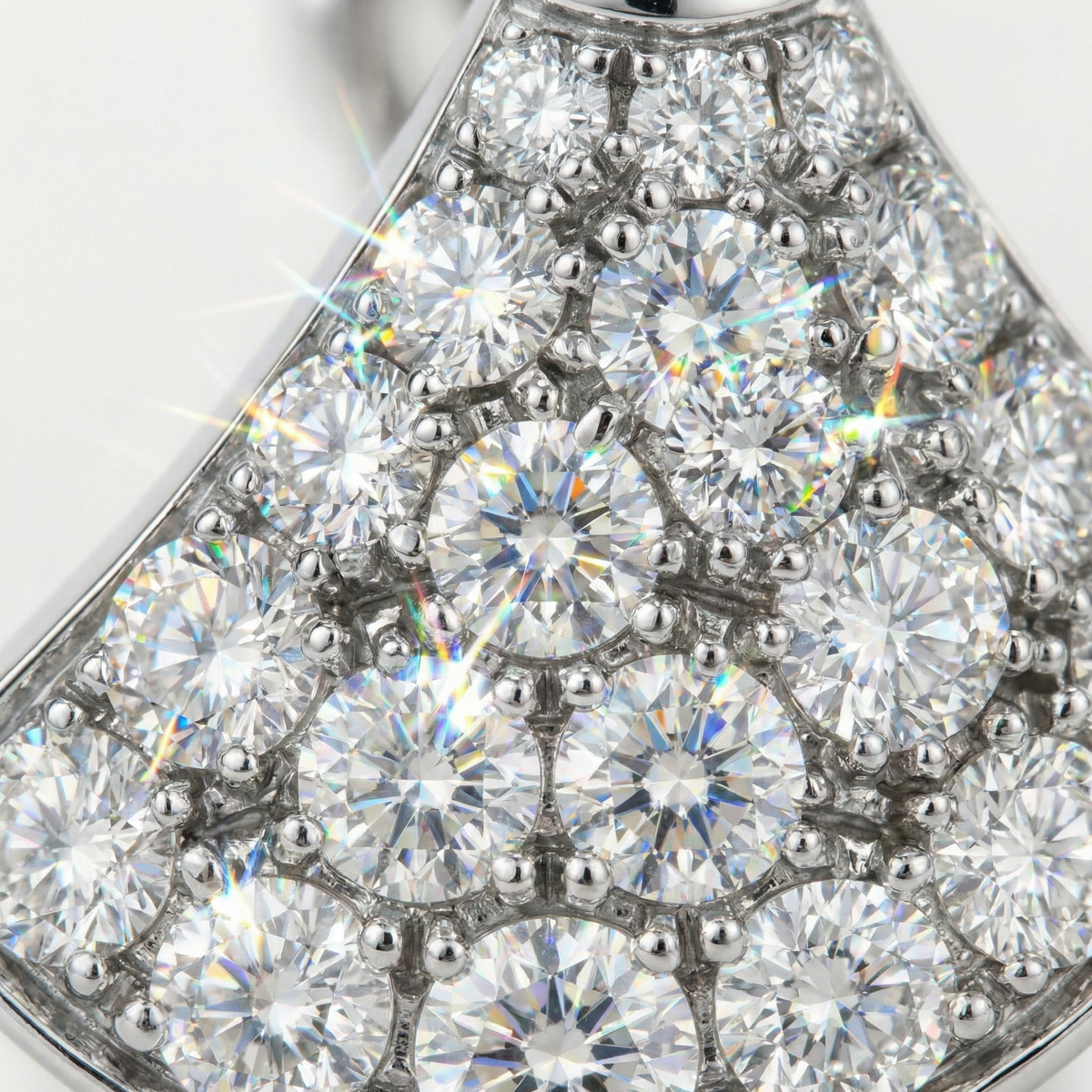 Fan Pave Earrings with White Round Stone – on White Gold